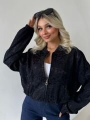 DESENLİ SATEN FERMUARLI CEKET