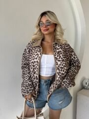 LEOPAR DESEN KAPİTONE MONT
