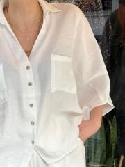 YARASA KOL OVERSİZE MODAL GÖMLEK
