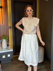 UYUMLU DETAYLI POPLİN ELBİSE