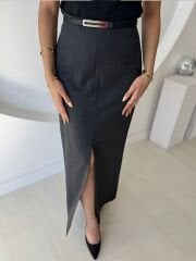 ÖNÜ YIRTMAÇLI KALEM MİDİ ETEK
