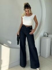 KOYU MAVİ BELİ TOKALI PALAZZO JEAN