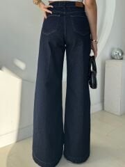 KOYU MAVİ BELİ TOKALI PALAZZO JEAN
