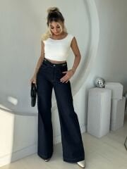 KOYU MAVİ BELİ TOKALI PALAZZO JEAN