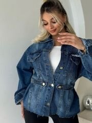 BELİ KEMER DETAYLI FİT KESİM KOT CEKET