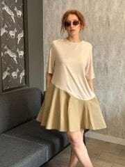 ASİMETRİK RENK GEÇİŞLİ MİNİ ELBİSE