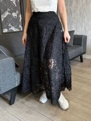 ÇİÇEK DESENLİ  MİNİ ASTARLI TÜL UZUN ETEK