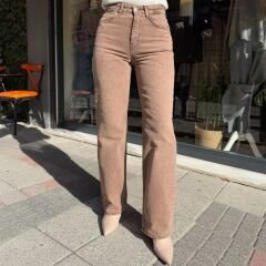 YIKAMALI KAHVERENGİ STRAIGHT JEAN