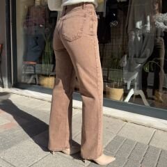 YIKAMALI KAHVERENGİ STRAIGHT JEAN