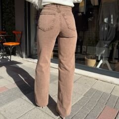 YIKAMALI KAHVERENGİ STRAIGHT JEAN