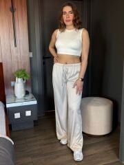 BELİ LASTİKLİ SATEN PANTOLON