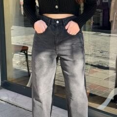 BAGGY FIT YIKAMALI SİYAH KOT PANTOLON