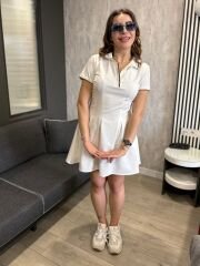 FİTİLLİ KISA BEYAZ ELBİSE