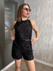 3D ÇİÇEKLİ ŞORTLU TAKIM
