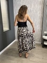 ZEBRA DESENLİ BELİ LASTİKLİ ETEK