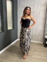 ZEBRA DESENLİ BELİ LASTİKLİ ETEK