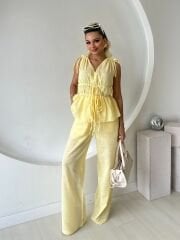 KETEN LASTİKLİ PANTOLON BLUZ TAKIM