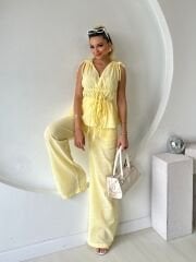 KETEN LASTİKLİ PANTOLON BLUZ TAKIM