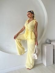 KETEN LASTİKLİ PANTOLON BLUZ TAKIM