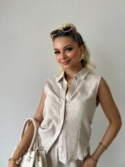 SIFIR KOL GÖMLEK PANTOLON KETEN TAKIM