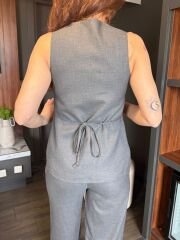 GRİ BELİ LASTİKLİ YELEKLİ TAKIM