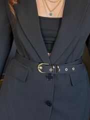 KEMERLİ BLAZER CEKET SİYAH